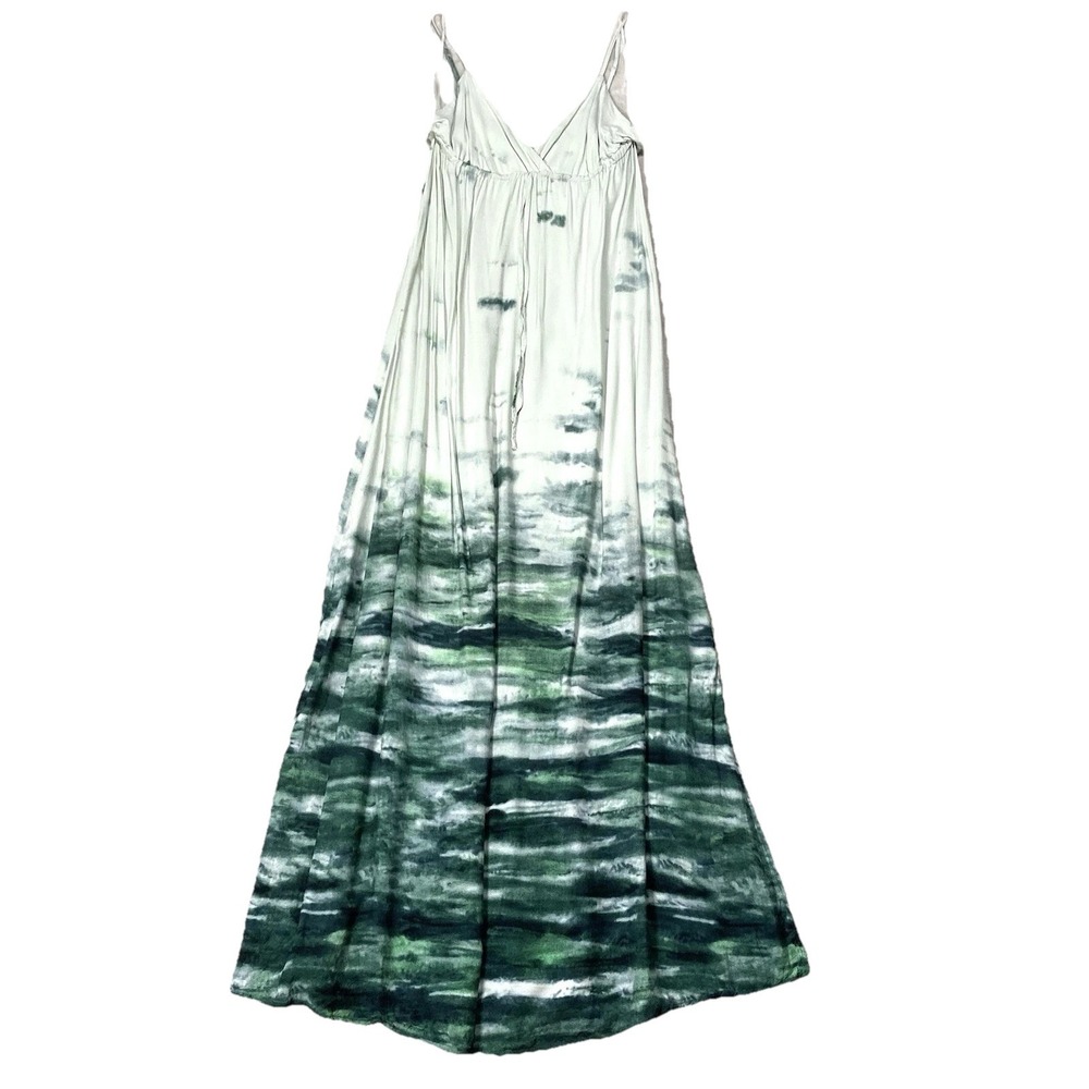 Lani Tie Dye Strappy Maxi Dress Green Womens M Boho Coastal Festival Euro Summer